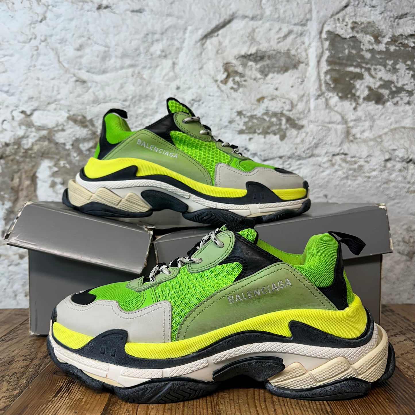 Balenciaga Triple S Green Yellow Black Sneaker Sz 7 (40)