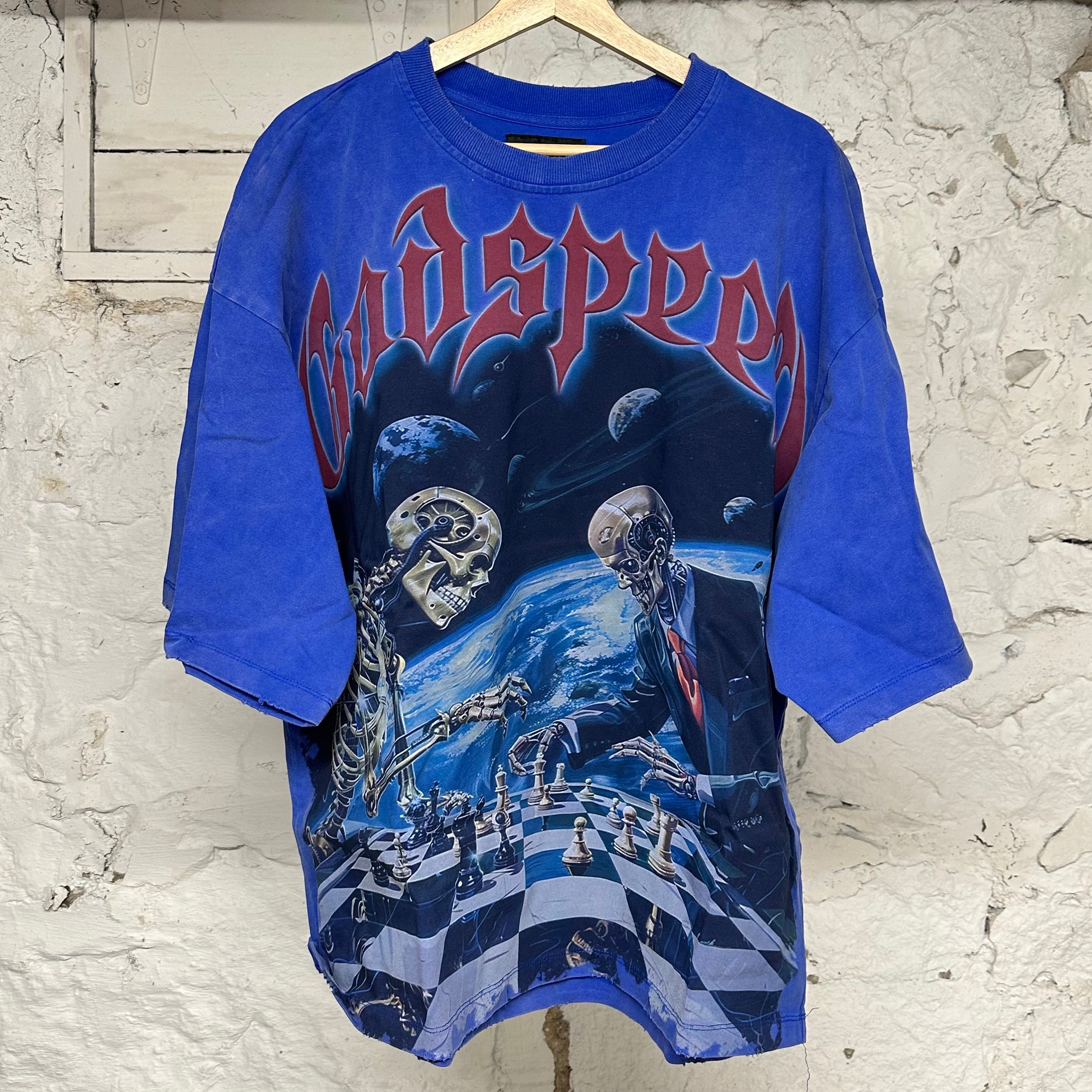 Godspeed Chess T-shirt Blue Sz XL