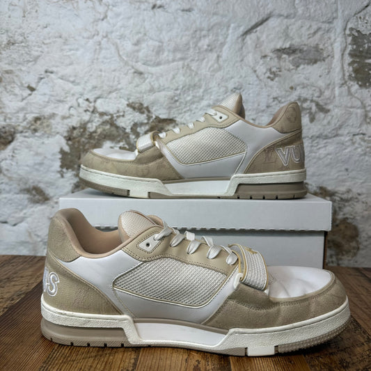 Louis Vuitton Beige White Strap Trainer Sz 12.5 (11LV) No Box