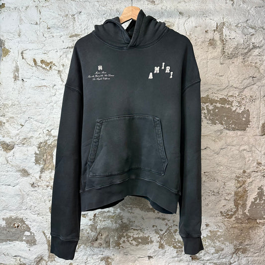 Amiri Cracked White Spell Black Hoodie Sz M