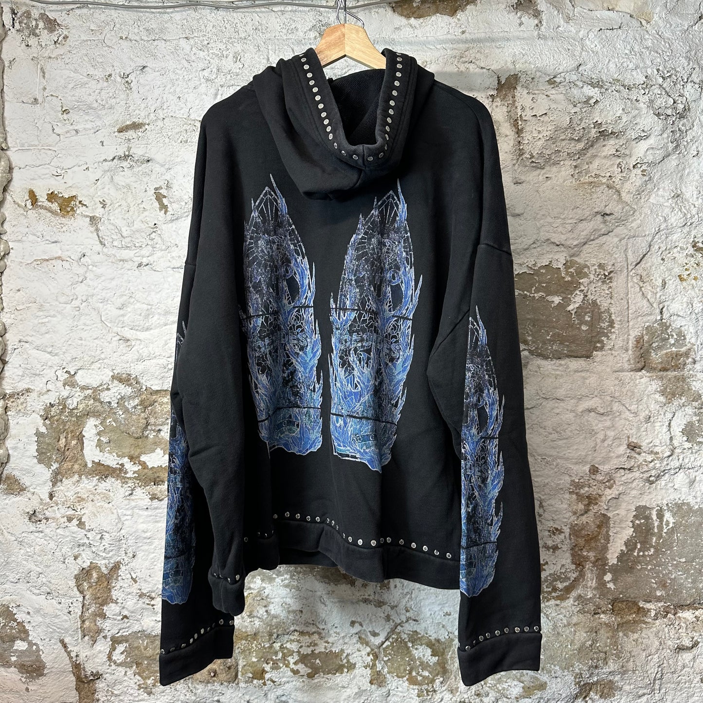 Who Decides War Blue Stained Glass Black Hoodie Sz XXXL