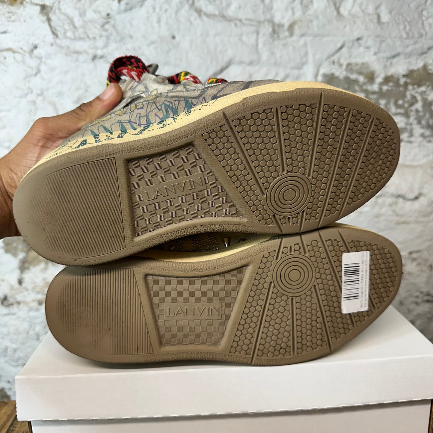 Lanvin Curb Multicolor Lace Grey Grafitti Sneaker Sz 10 (43)