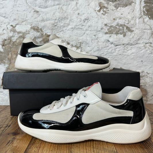 Prada Americas Black Patent Cream White Sneaker Sz 8
