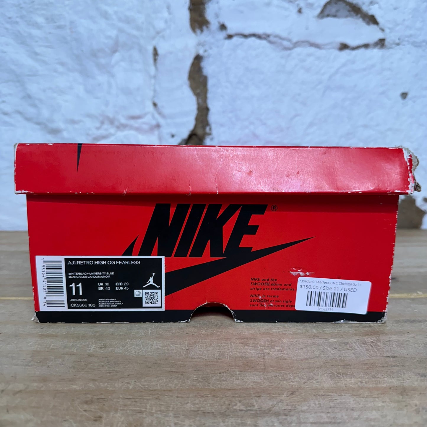 Air Jordan 1 High Fearless UNC Chicago Sz 11