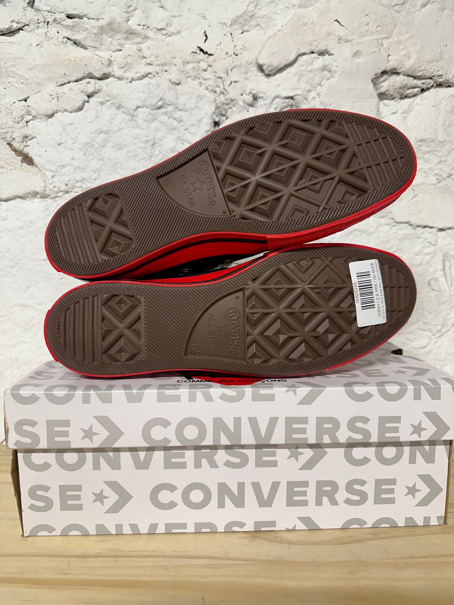 Converse CDG Red Black Sole Sz 8.5 DS
