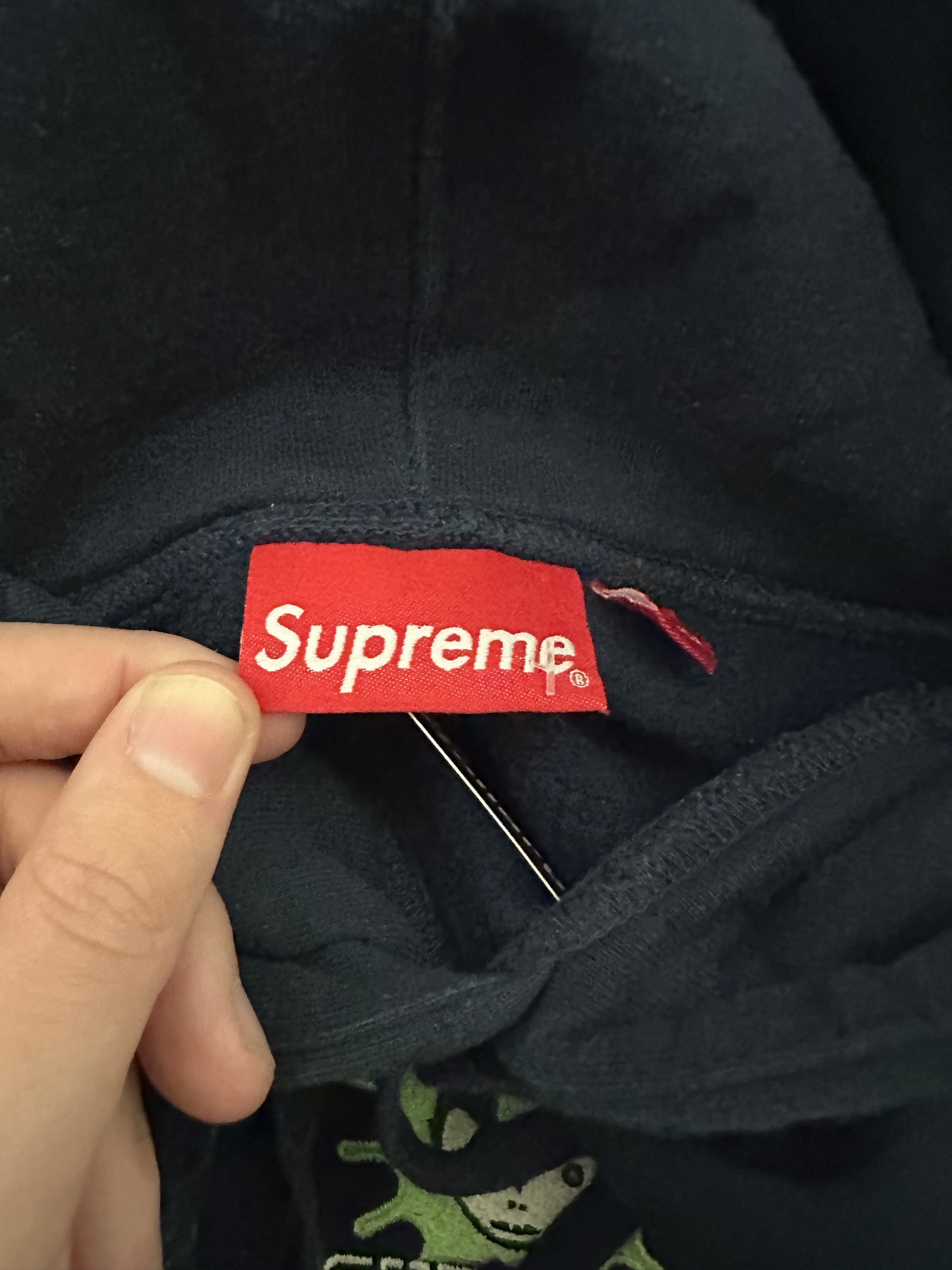 Supreme Green Alien Hoodie Navy Sz S