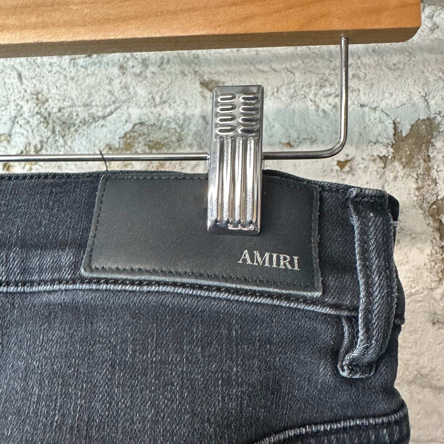 Amiri MX1 Cream Suede Black Denim Jeans Sz 30