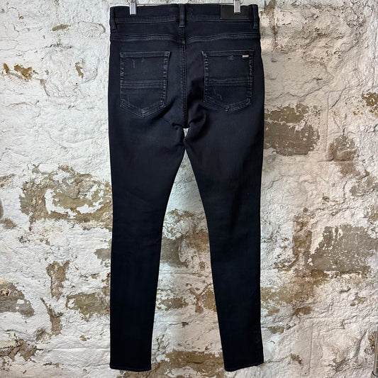 Amiri Varsity Patch Black Denim Jeans Sz 32