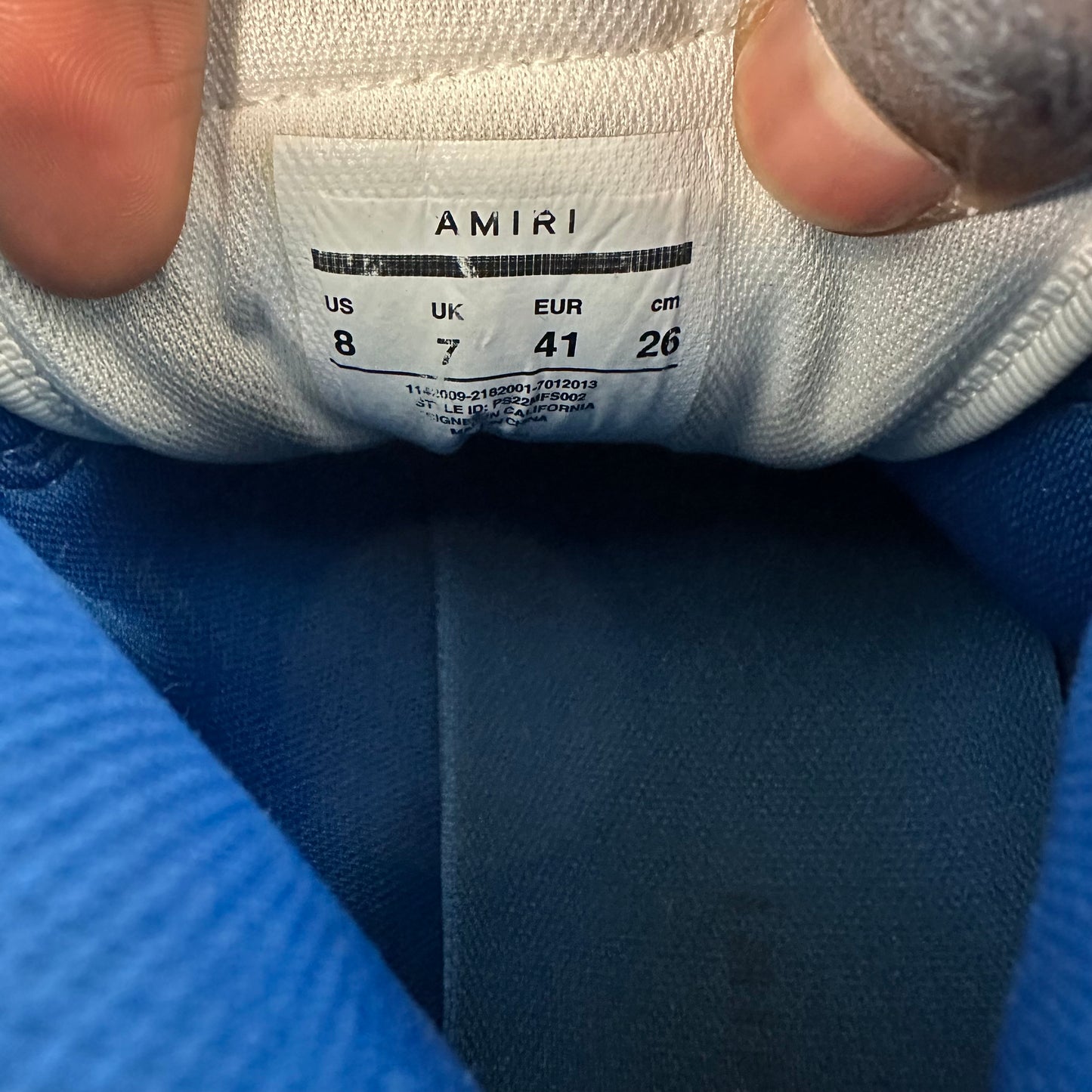 Amiri Blue Skeleton High White Sneaker Sz 8 (41) No Box