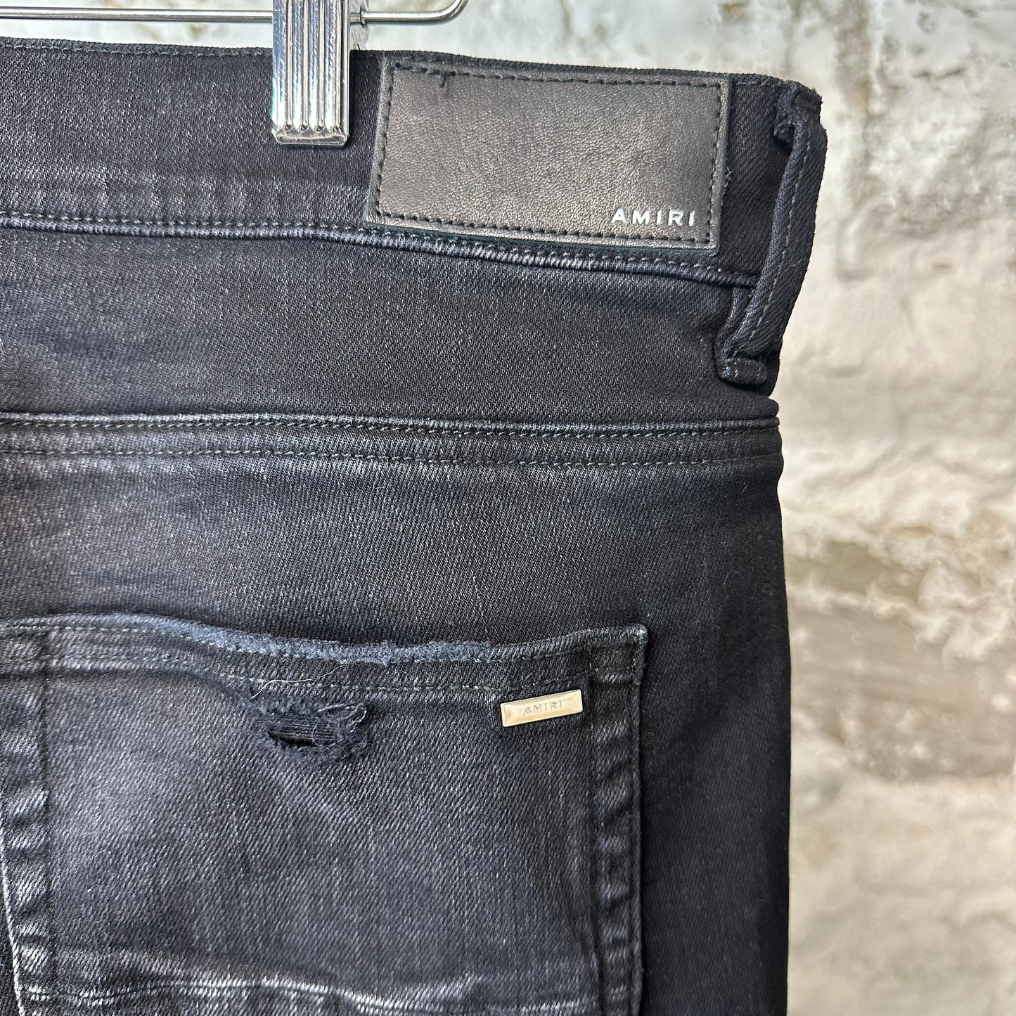 Amiri MX1 Camo Spell Black Denim Jeans Sz 36