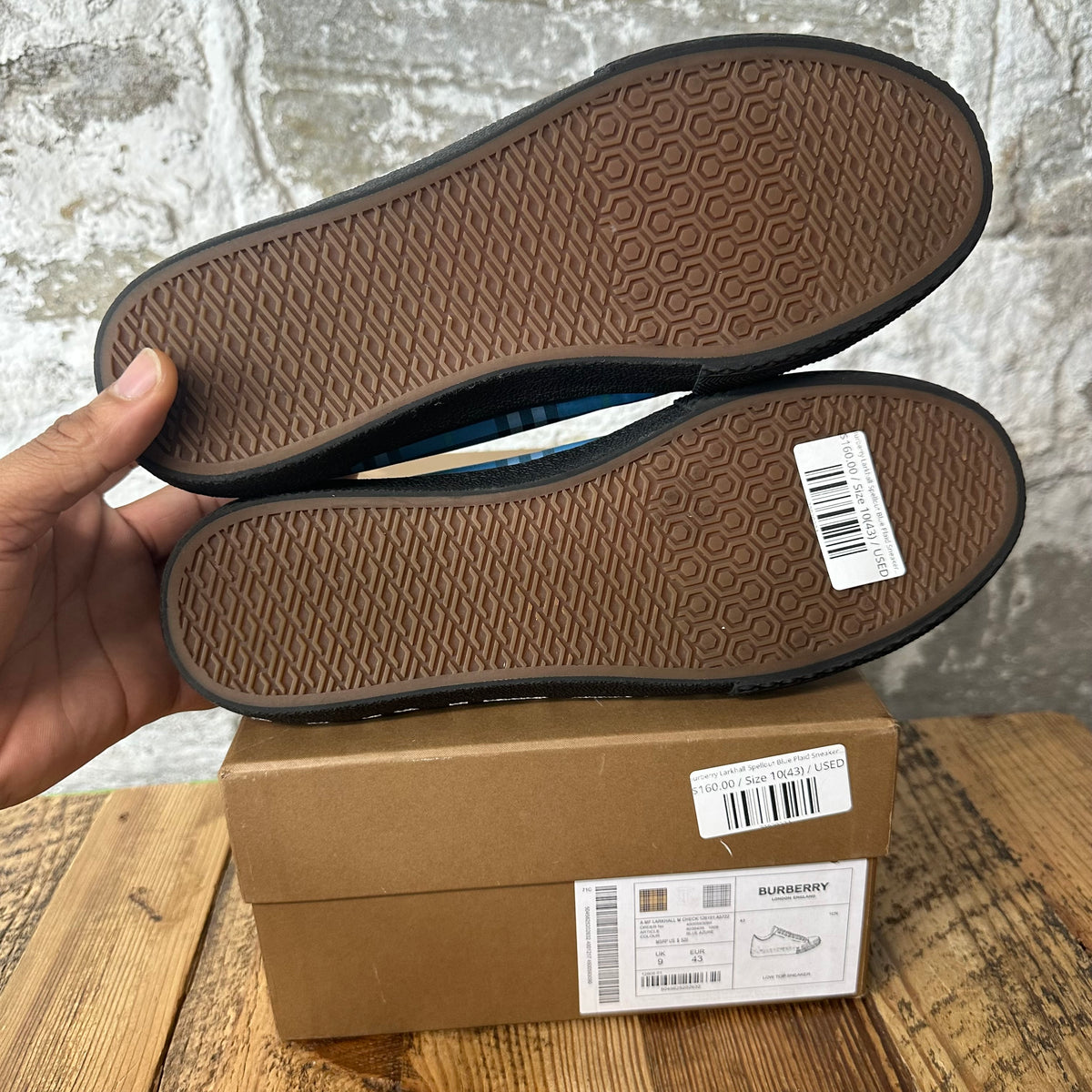 Burberry Larkhall Spellout Blue Plaid Sneaker Sz 10 (43)