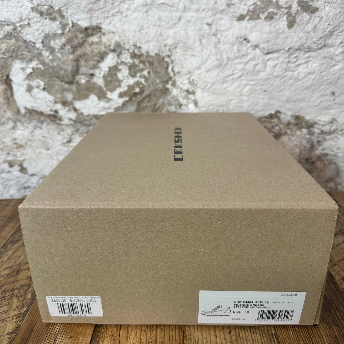 Rick Owens Parchment Milk Low Top Sneaker DS