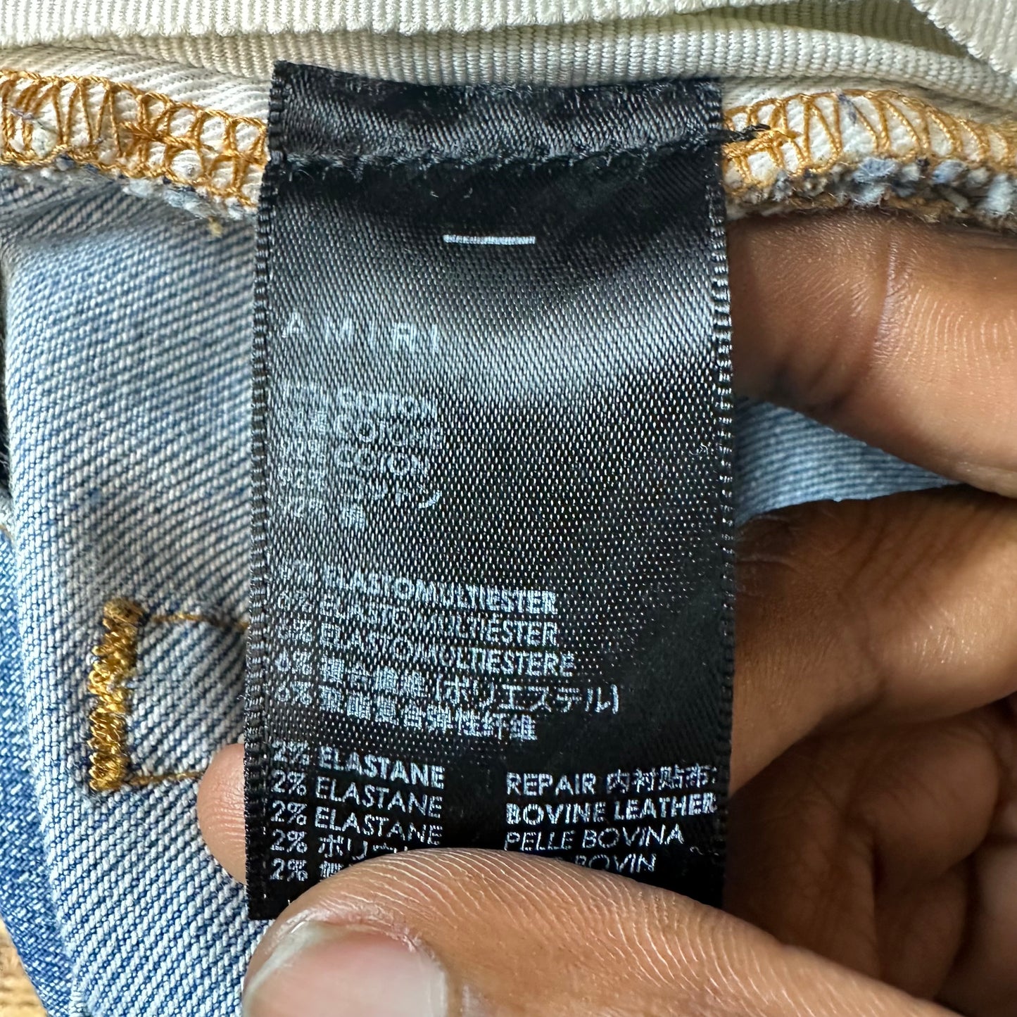 Amiri MX1 Cracked Orange Blue Denim Jeans Sz 36