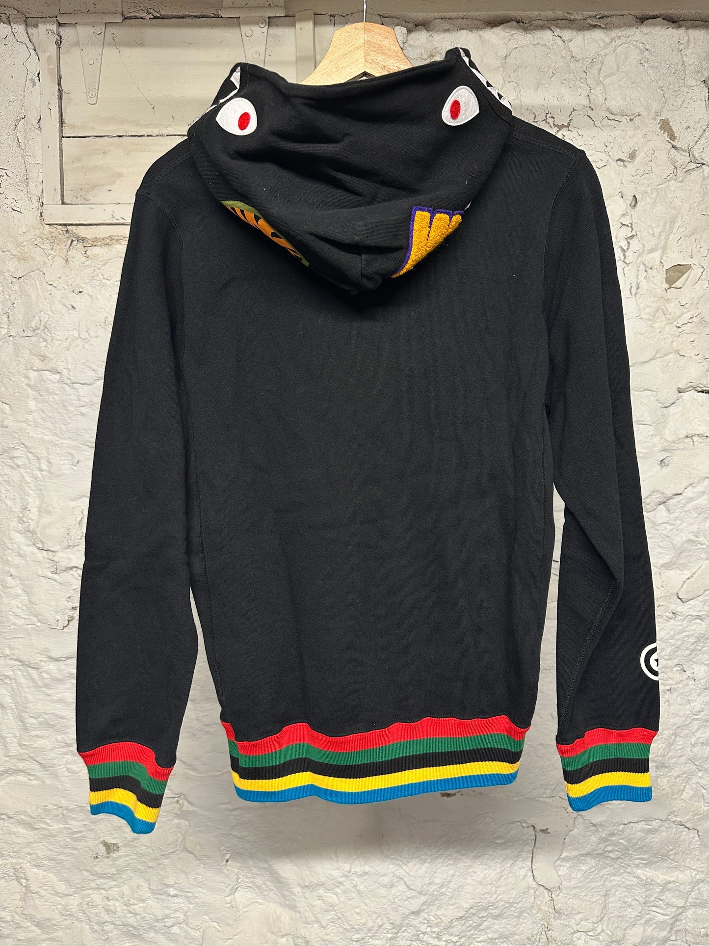 Bape Black Line Rib Pullover Shark Hoodie Sz S