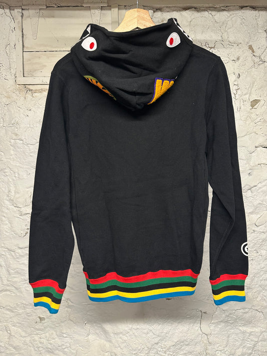 Bape Black Line Rib Pullover Shark Hoodie Sz S