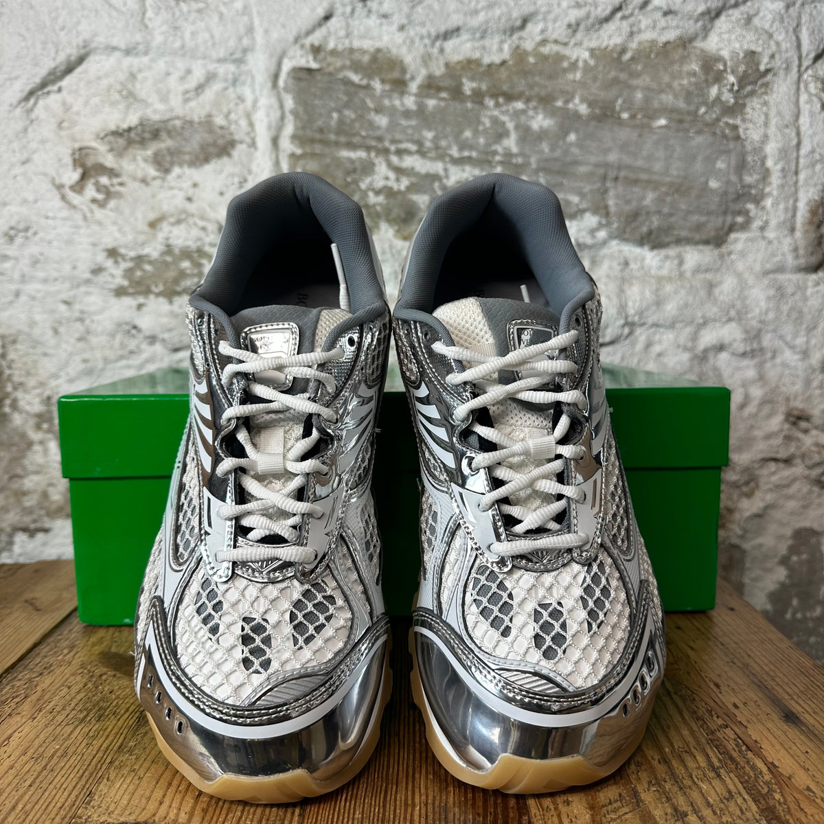 Bottega Veneta Silver White Orbit Sneaker Sz 12 (45)