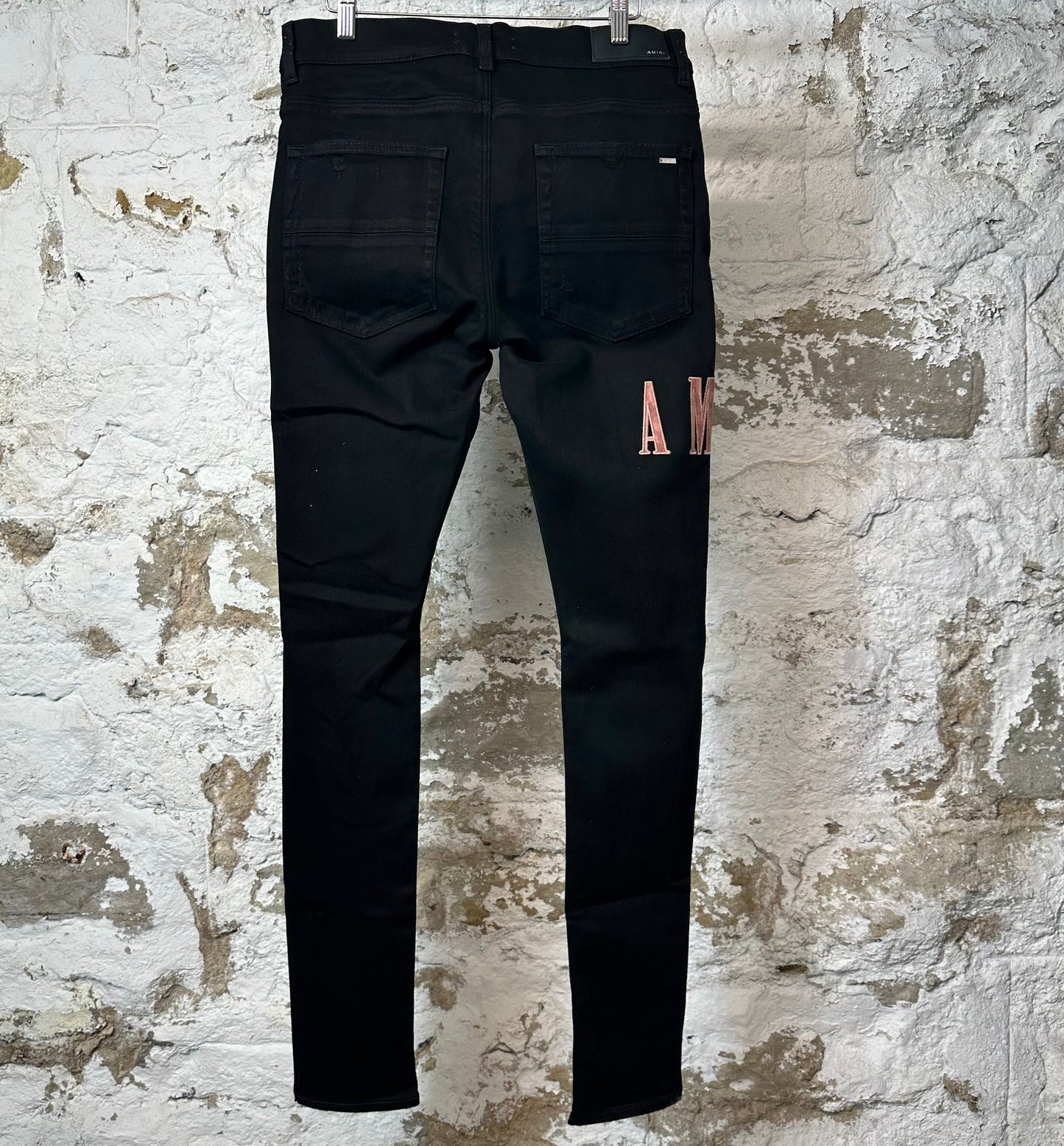 Amiri Red Tie Dye Core Logo Black Denim Jeans Sz 31
