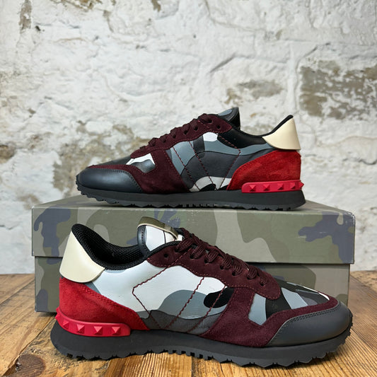 Valentino Grey Camo Marooon Rock Runner Sneaker Sz 7 (40)