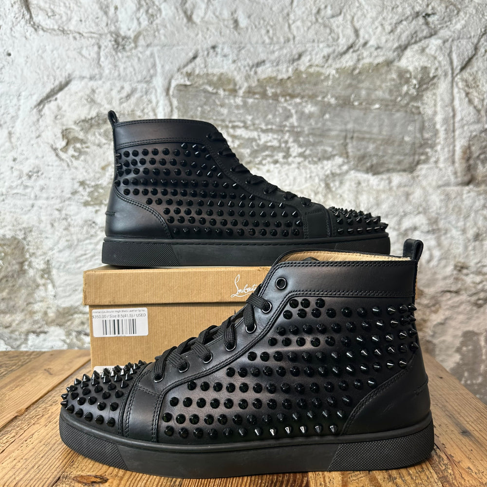 Christian Louboutin High Black Leather Spike Sneaker Sz 8.5 (41.5)