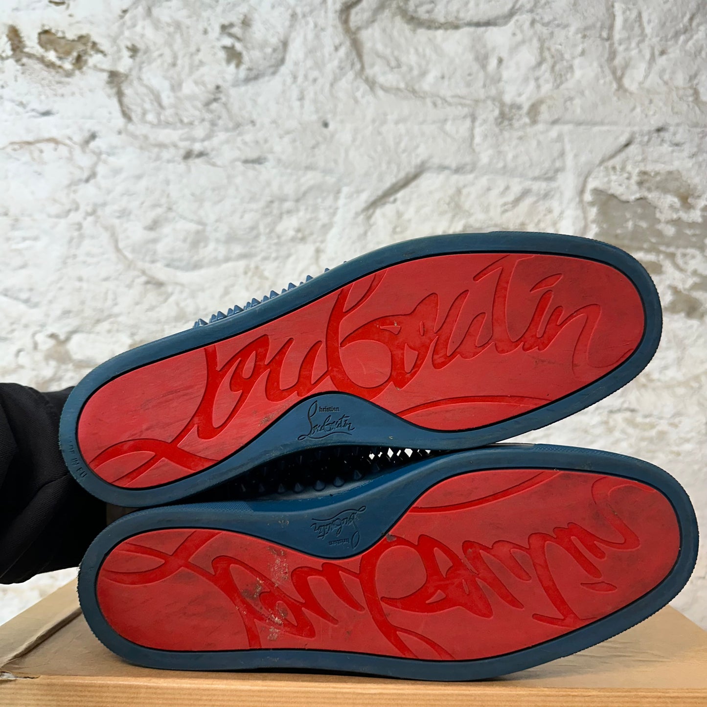 Christian Louboutin High Marine Blue Spike Sneaker Sz 11 (44)