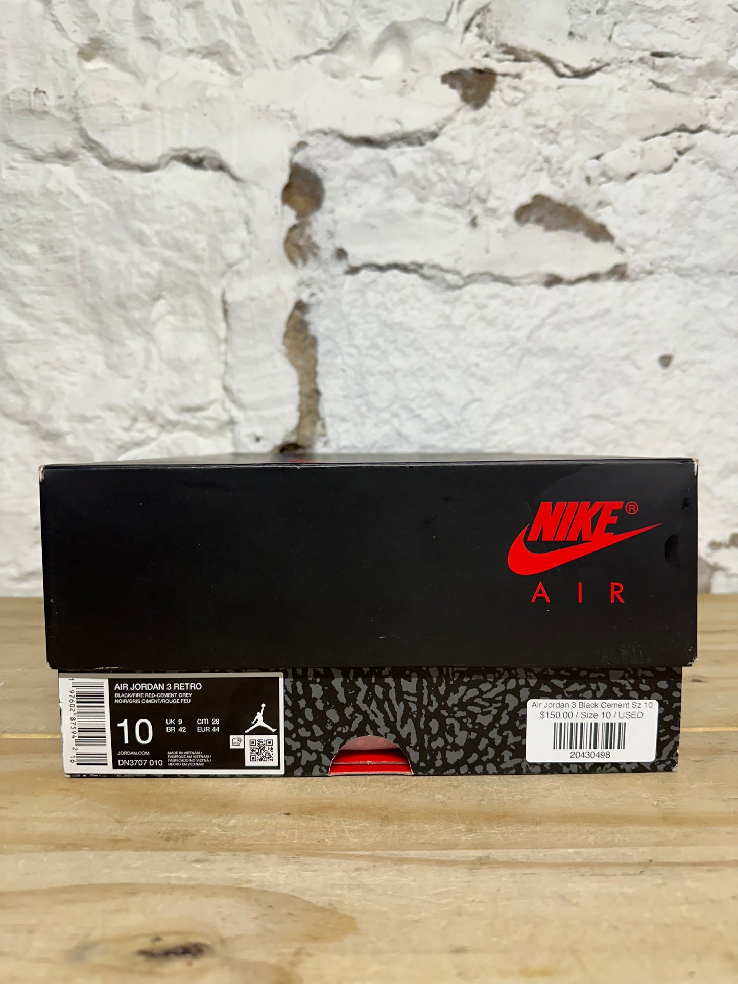 Air Jordan 3 Black Cement Sz 10