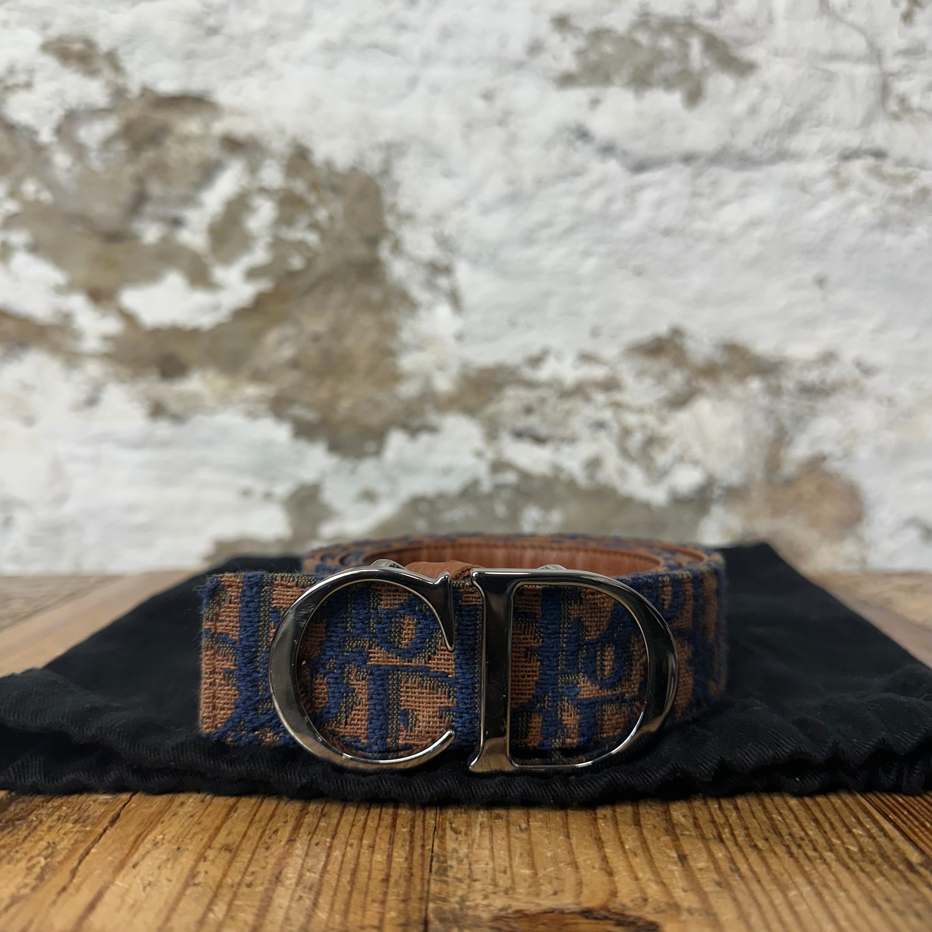 Dior Navy Monogram Burnt Orange Belt Sz (85)