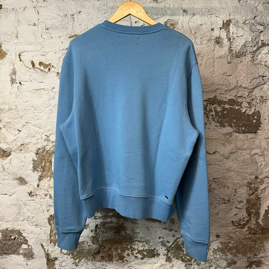 Amiri White Bar Logo Crewneck Blue Sz L