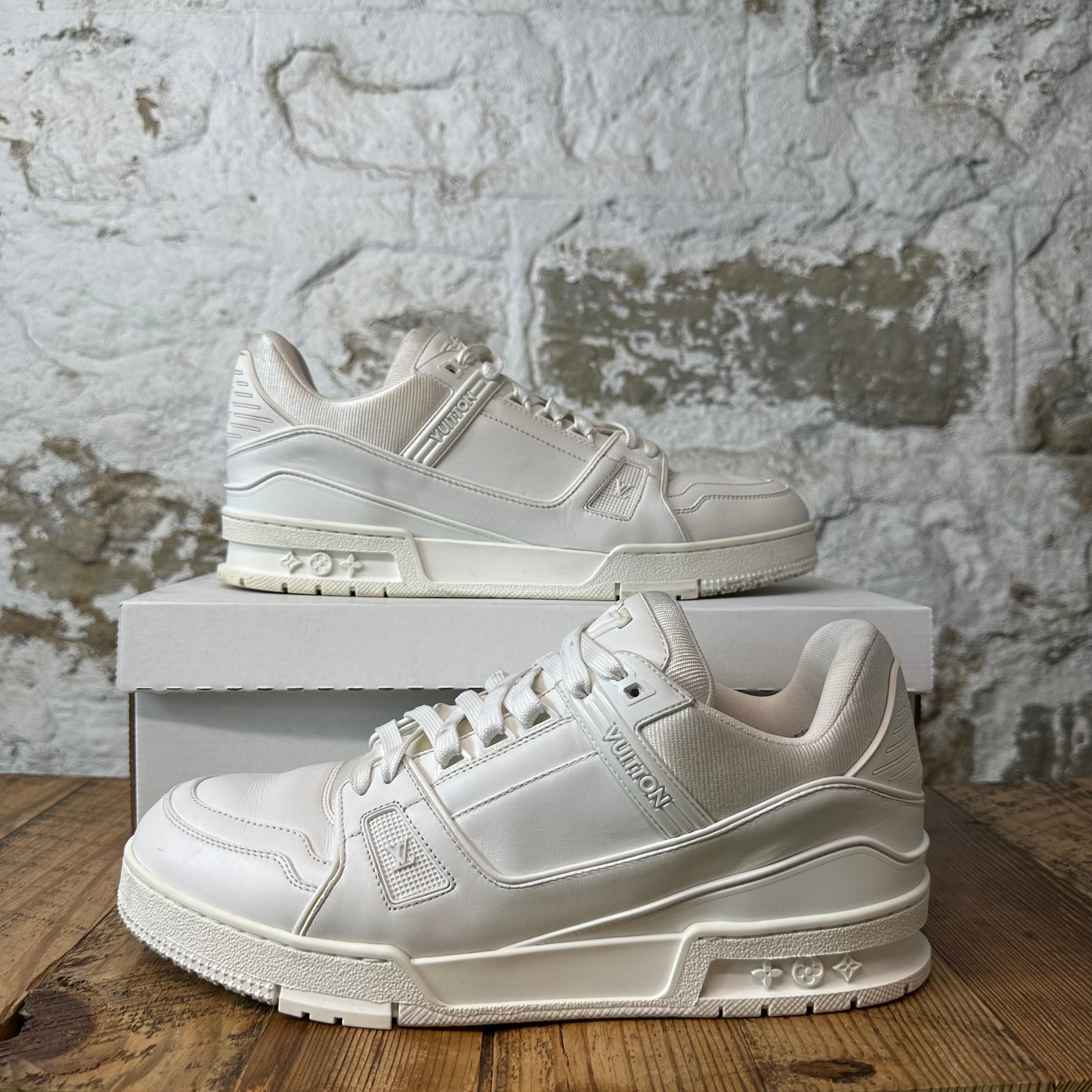 Louis Vuitton Triple White Leather Trainer Sneaker Sz 10.5 (9LV)