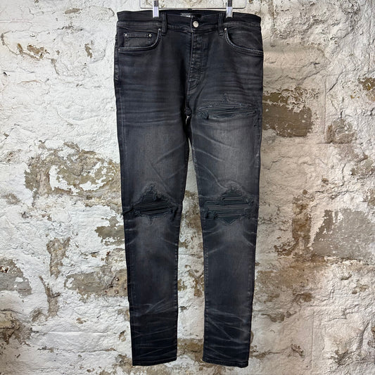 Amiri MX1 Dark Green Suede Dark Grey Denim Jeans Sz 33