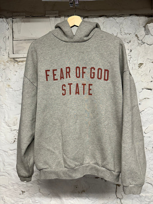 Fear of God Essentials State Grey Red Hoodie Sz S