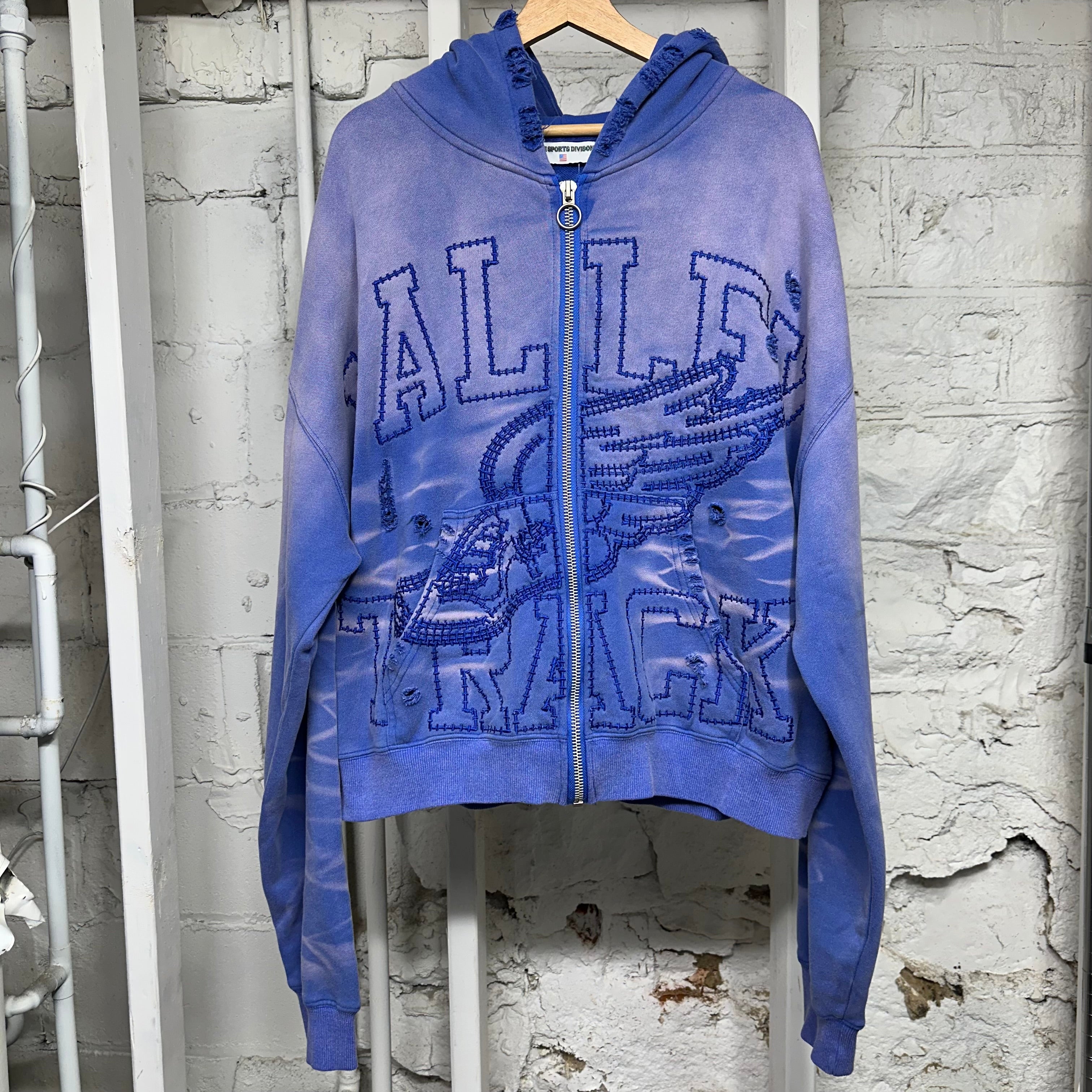 Vale Track Faded Blue Zip Up Hoodie Sz XXL