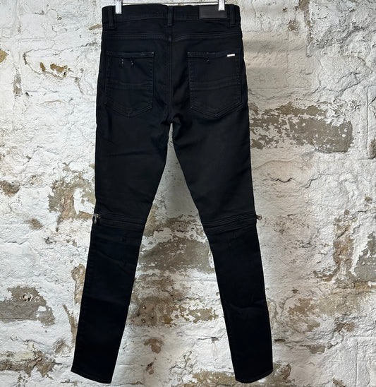 Amiri MX2 Black Patch Black Denim Jeans Sz 30
