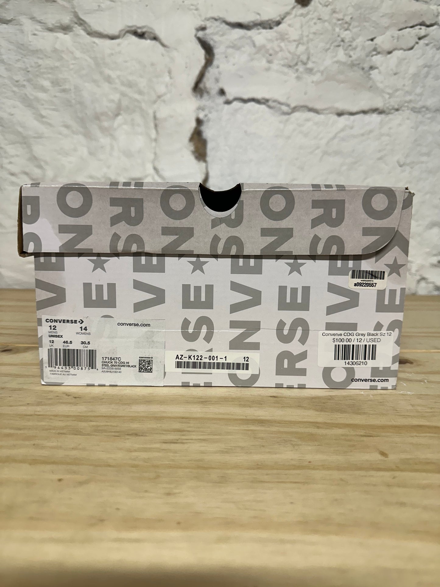 Converse Chuck Taylor All Star 70 Hi CDG Grey Sz 12