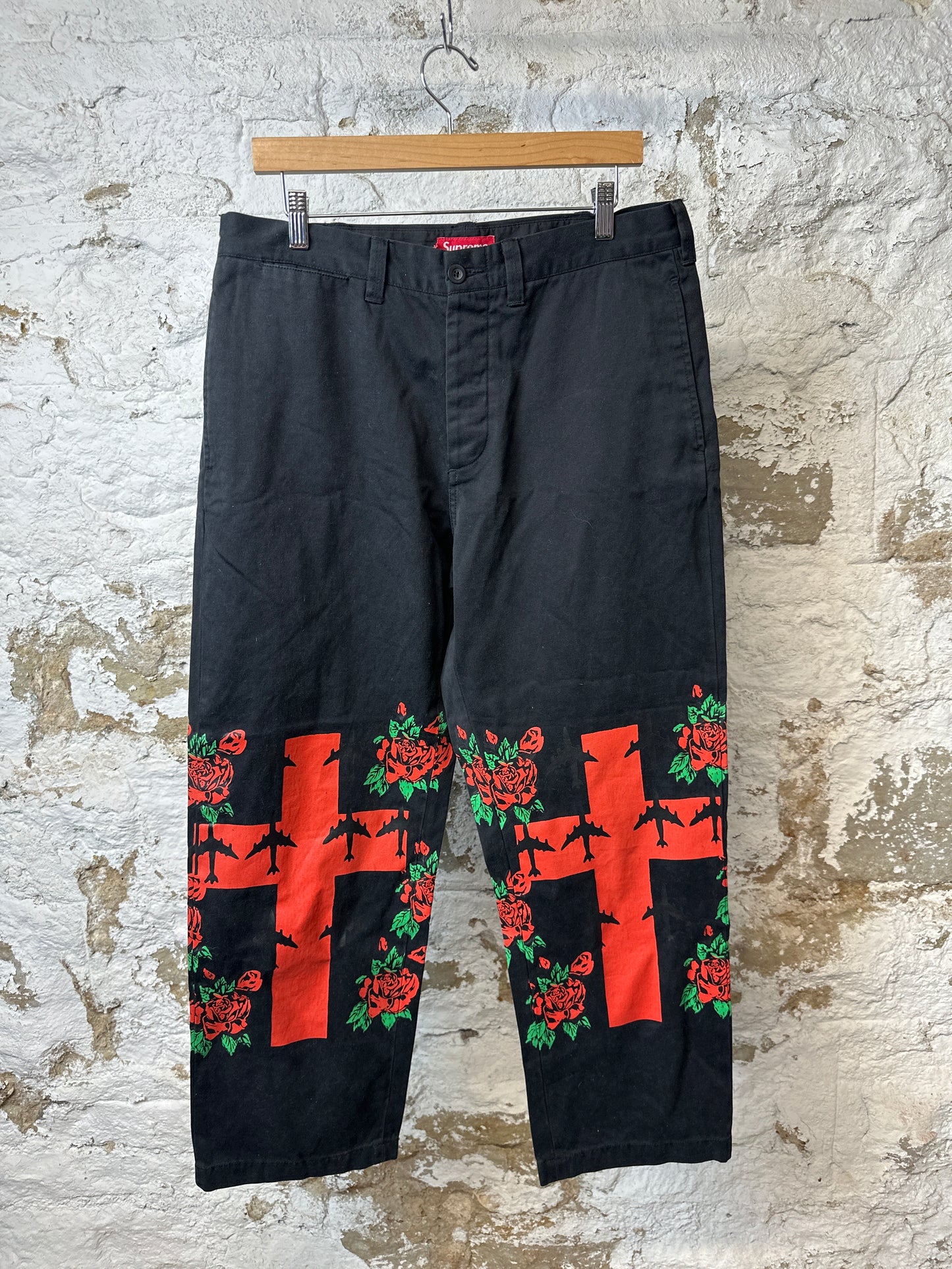 Supreme Plane Roses Black Pants Sz 32