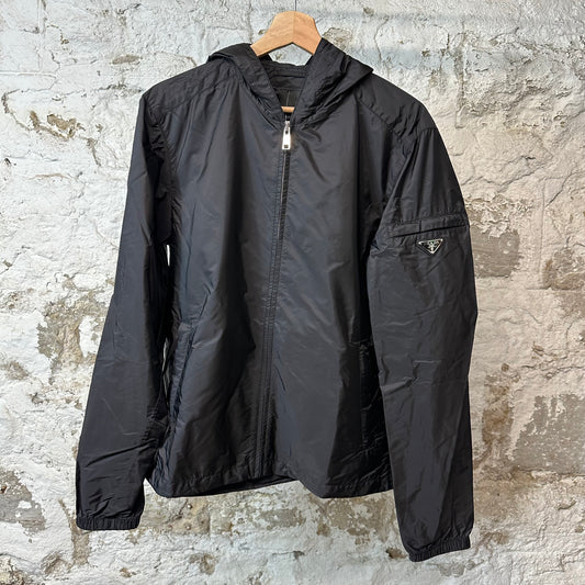 Prada Re-Nylon Windbreaker Jacket Black Sz L