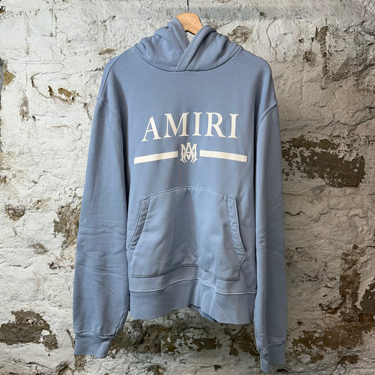 Amiri White Bar Logo Hoodie Blue Sz M