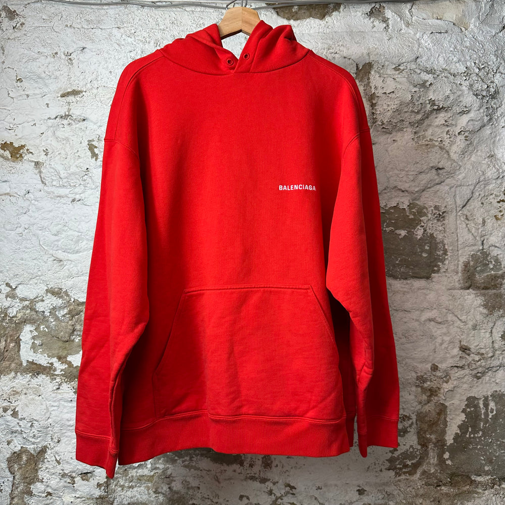 Balenciaga Embroidered Spellout Hoodie Red Sz M