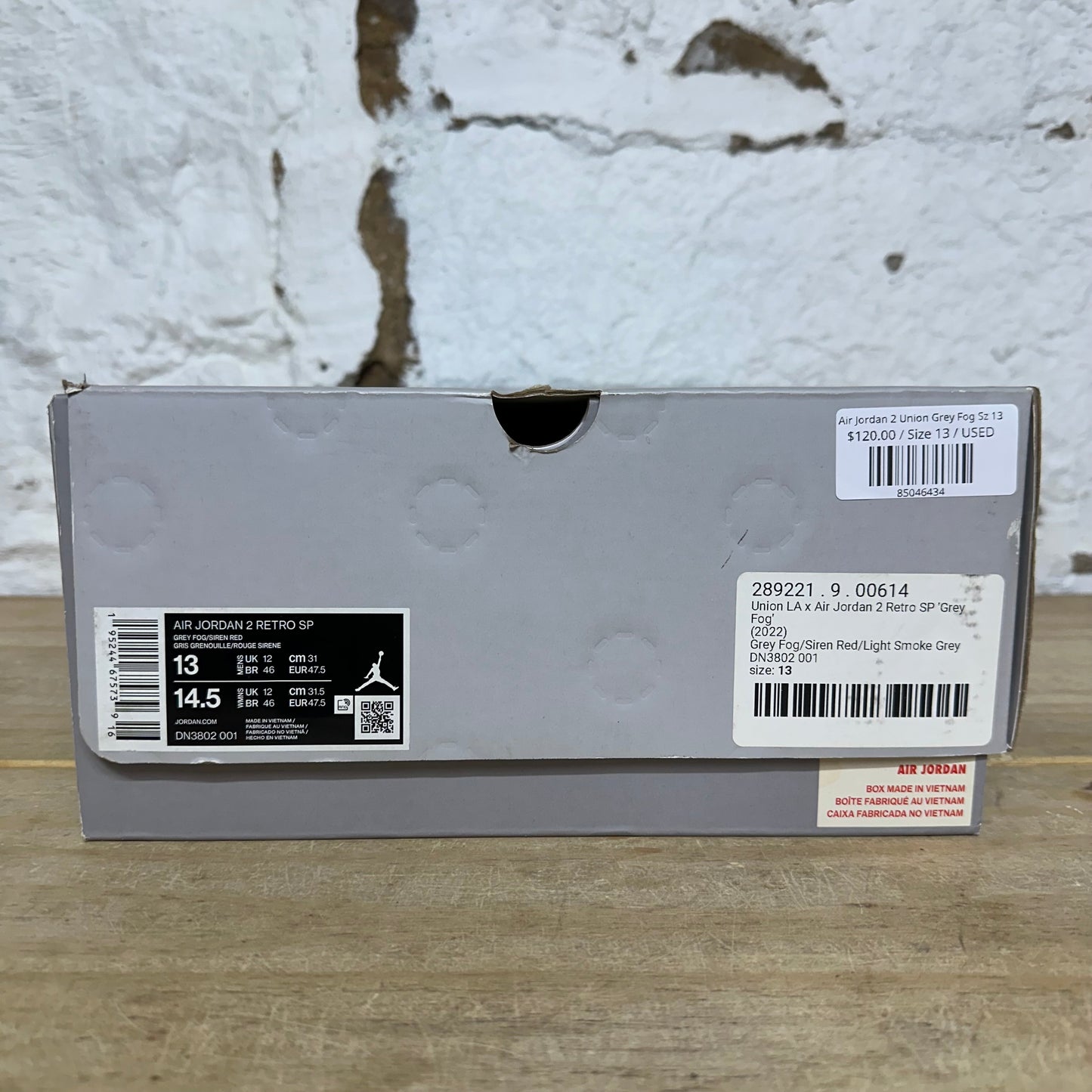 Air Jordan 2 Union Grey Fog Sz 13