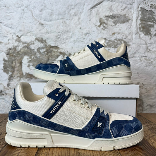 Louis Vuitton Denim Damier White Trainer Sneaker Sz 12.5 (11LV)