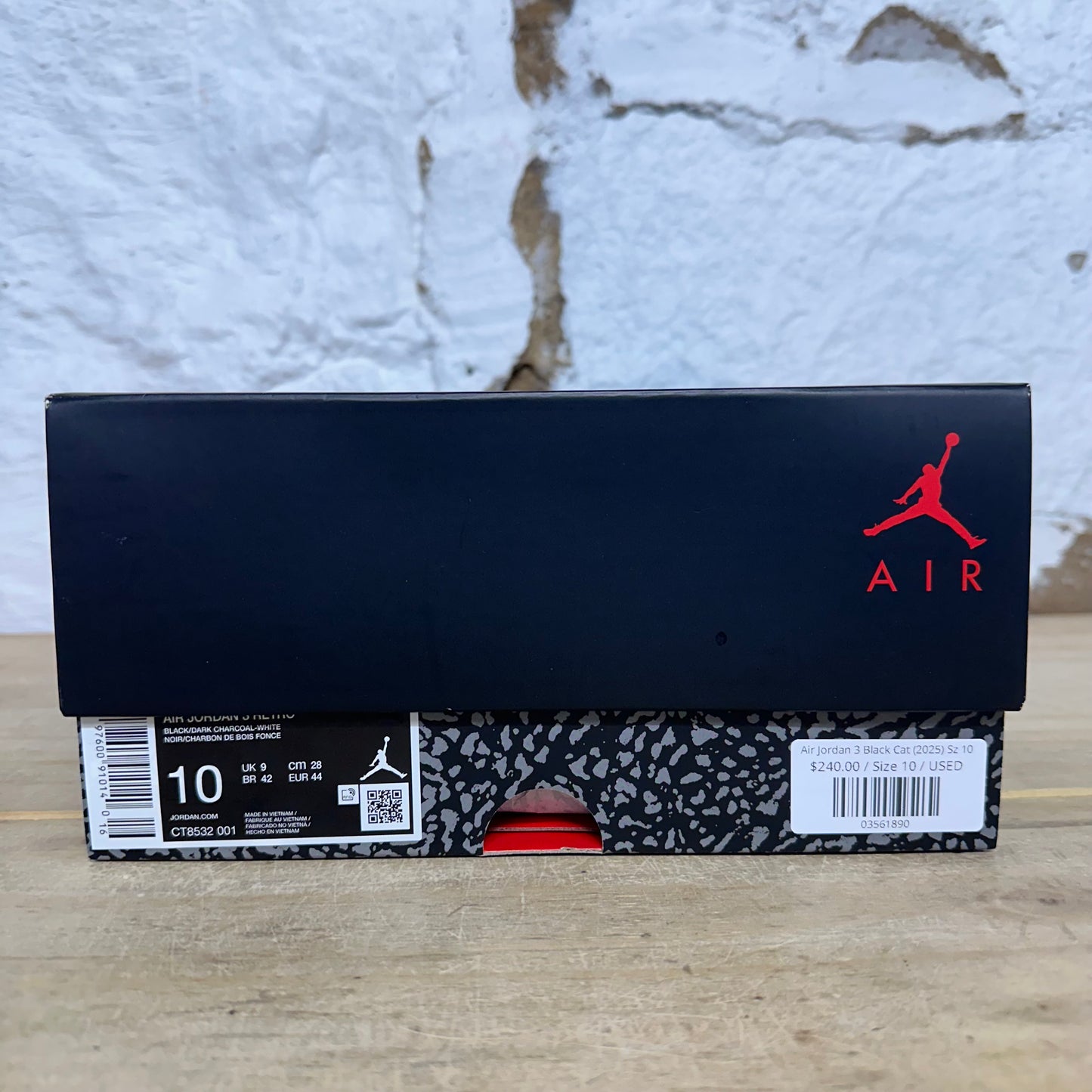 Air Jordan 3 Black Cat (2025) Sz 10