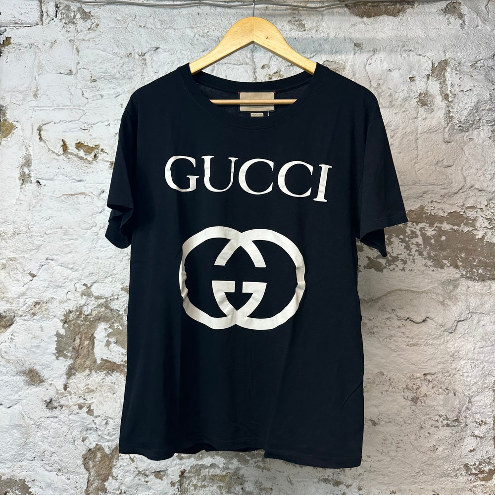 Gucci White GG Logo T-shirt Black Sz M
