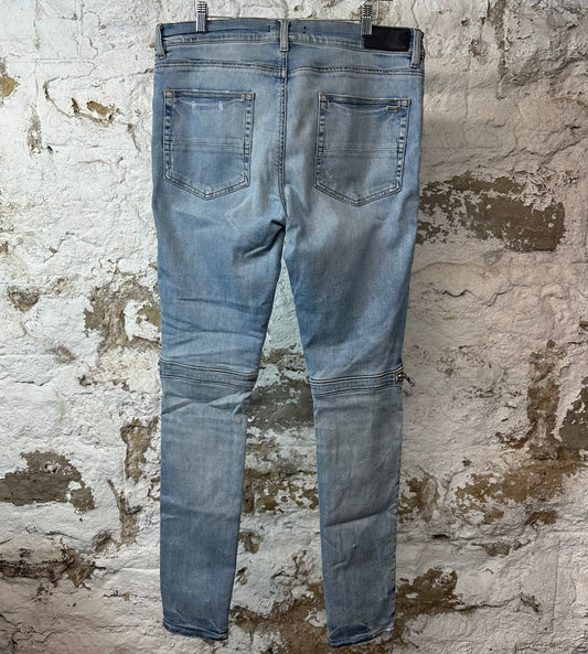 Amiri MX2 Brown Paisley Blue Denim Jeans Sz 36