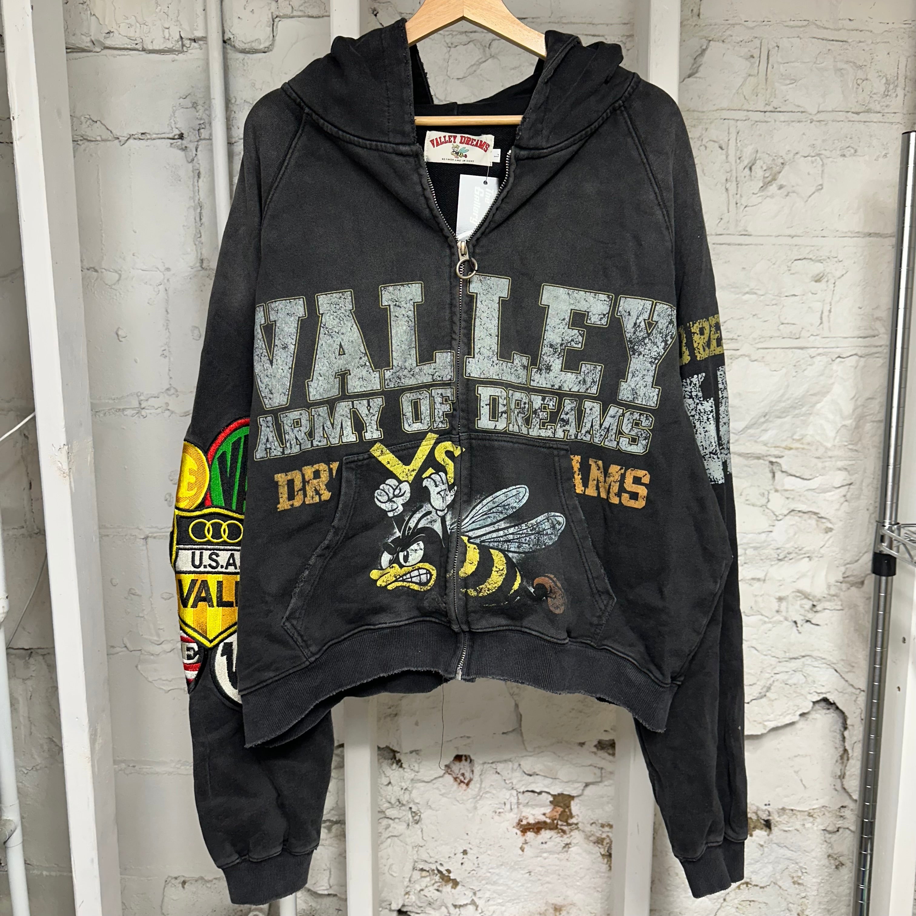 Vale Forever Army Black Zip Up Hoodie Sz L DS