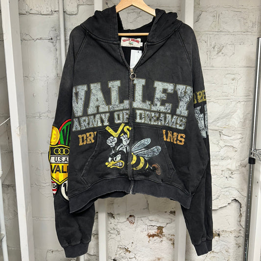 Vale Forever Army Black Zip Up Hoodie Sz L DS