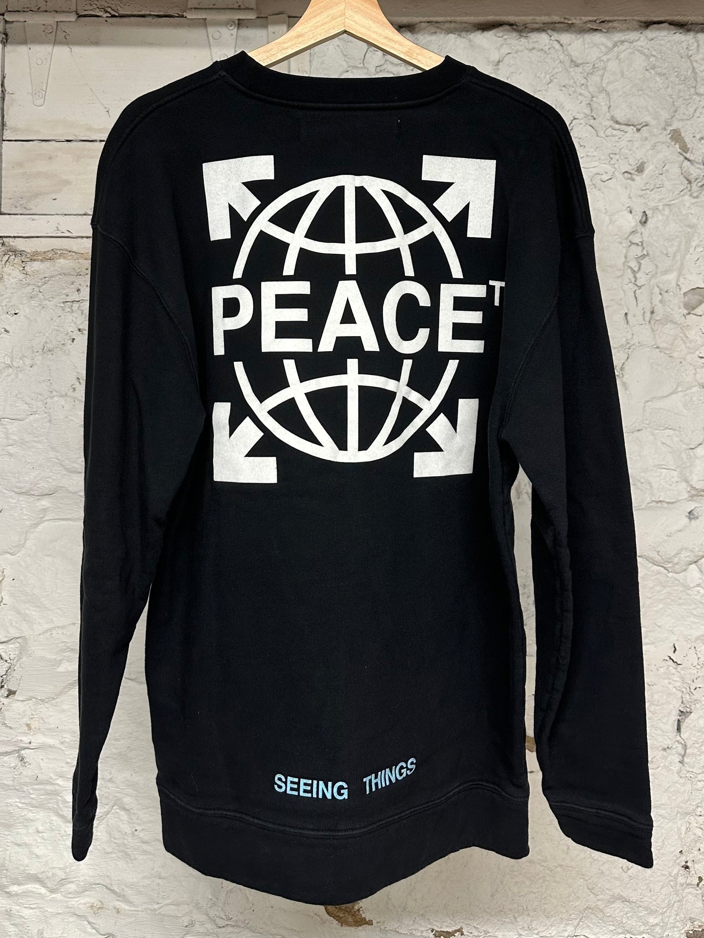 Off-White Peace Logo Crewneck Black Sz XXS (L)