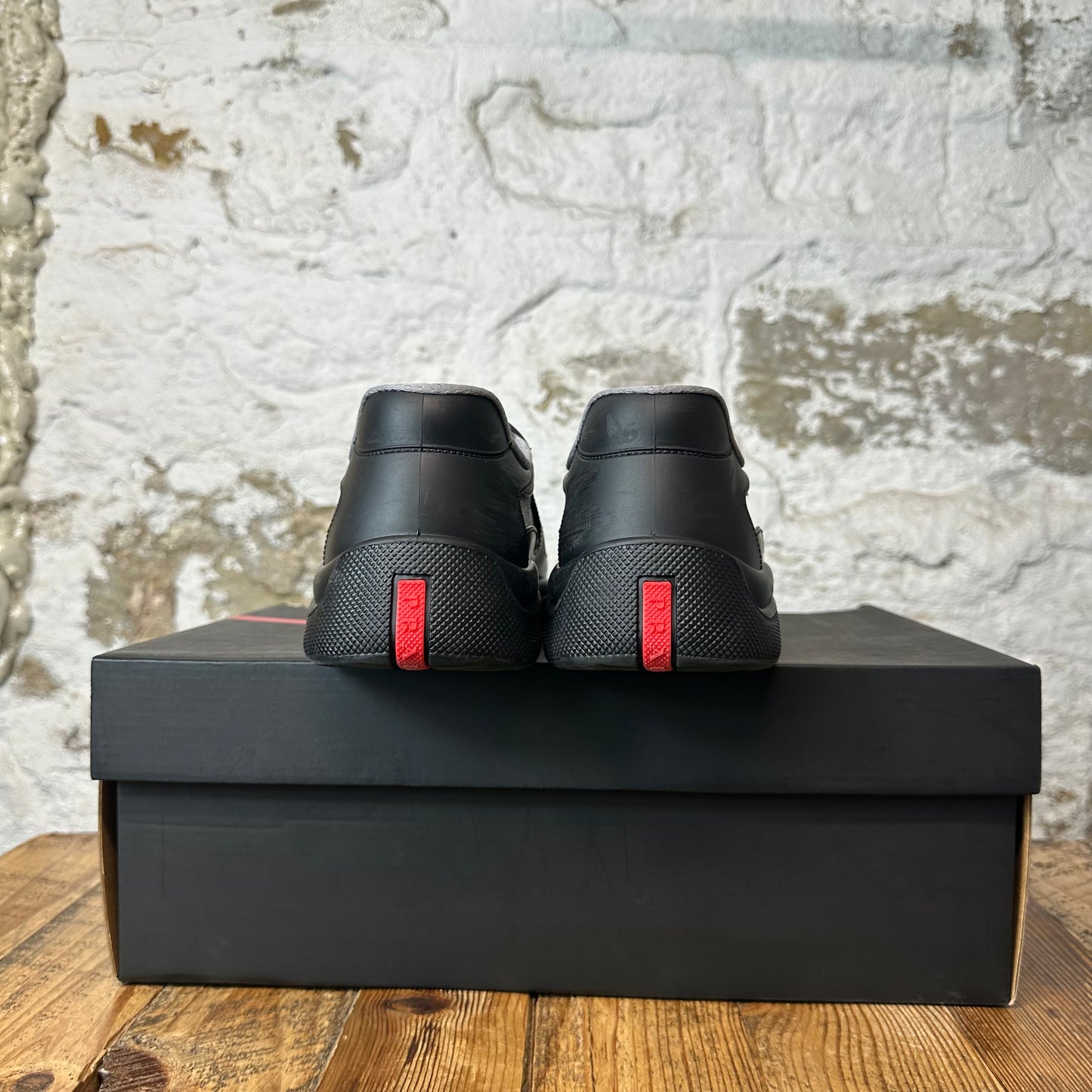 Prada Americas Cup Black Rubber Sneaker Sz 8 (41)