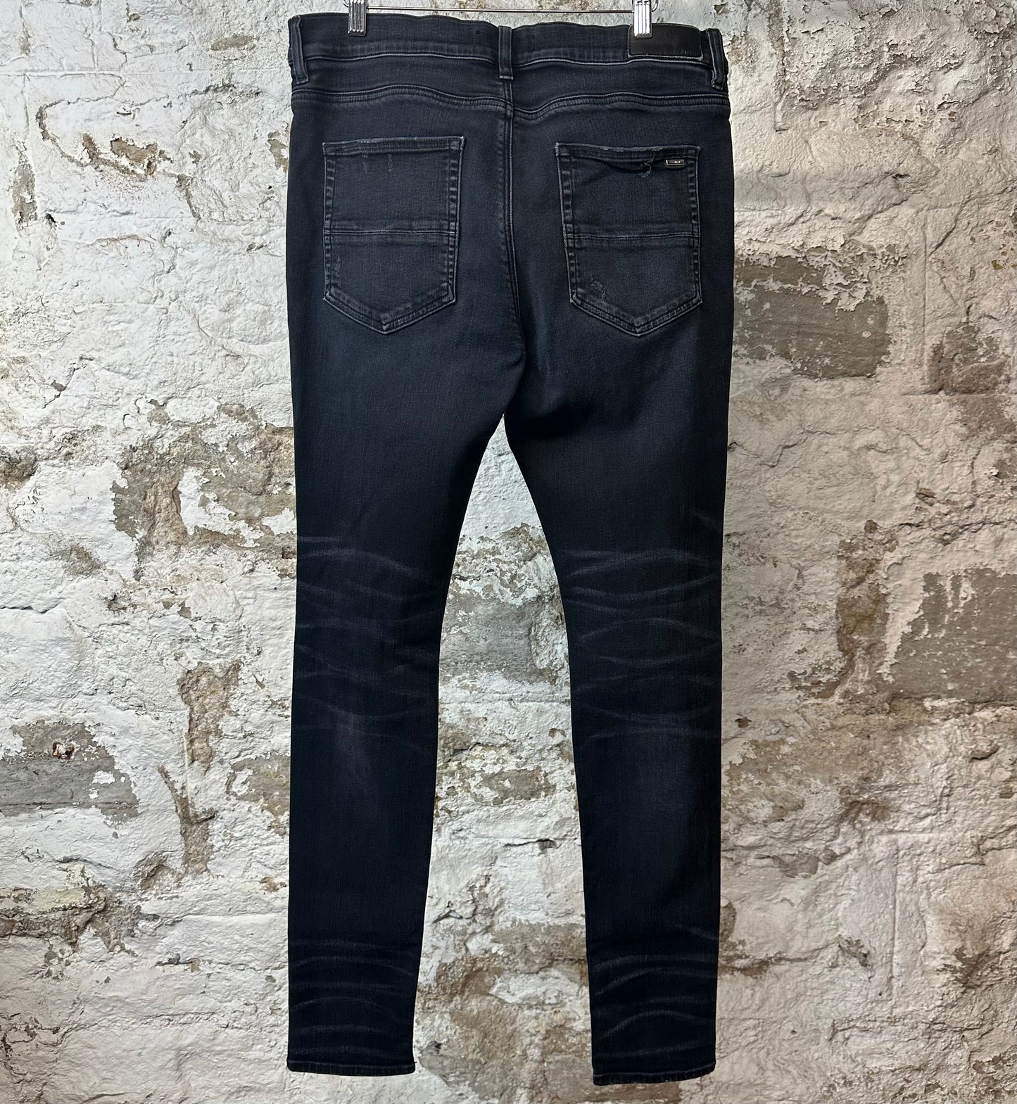 Amiri Distressed Side Spell Black Denim Jeans Sz 36