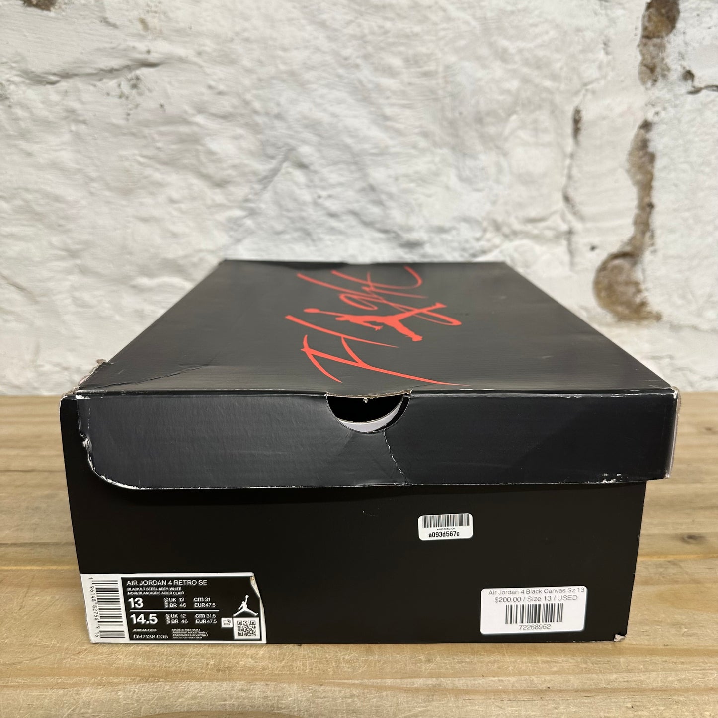 Air Jordan 4 Black Canvas Sz 13