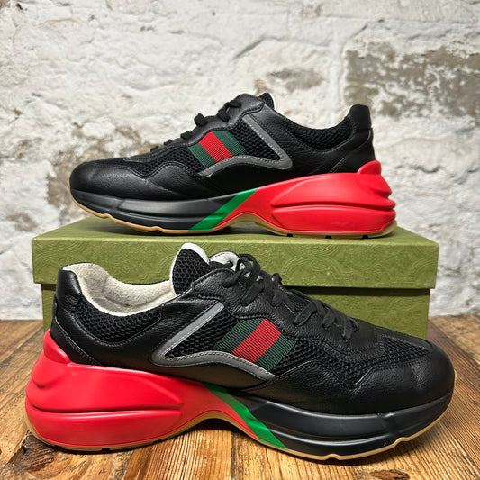 Gucci Rhyton Black Red Green Sneaker Sz 12.5