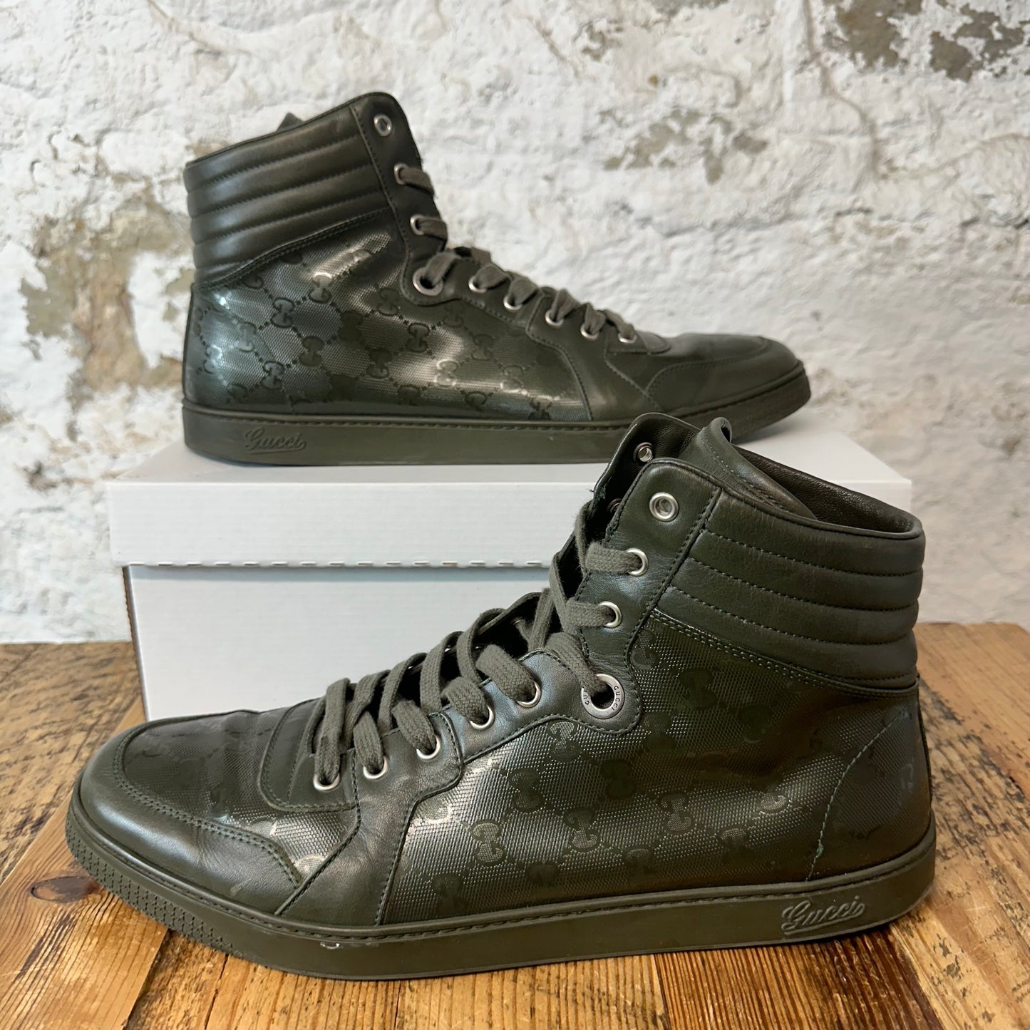 Gucci Green Monogram High Top Sneaker Sz 13 No Box